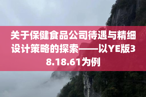 关于保健食品公司待遇与精细设计策略的探索——以YE版38.18.61为例