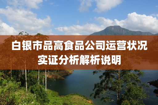 白银市品高食品公司运营状况实证分析解析说明