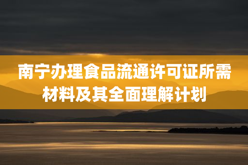 南宁办理食品流通许可证所需材料及其全面理解计划