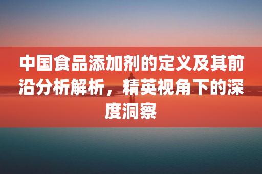 中国食品添加剂的定义及其前沿分析解析，精英视角下的深度洞察