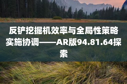 反铲挖掘机效率与全局性策略实施协调——AR版94.81.64探索