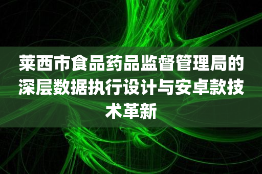 莱西市食品药品监督管理局的深层数据执行设计与安卓款技术革新