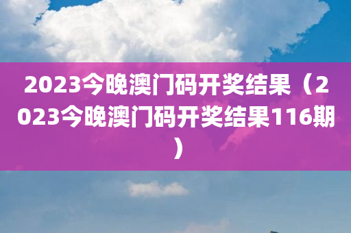 2023今晚澳门码开奖结果（2023今晚澳门码开奖结果116期）