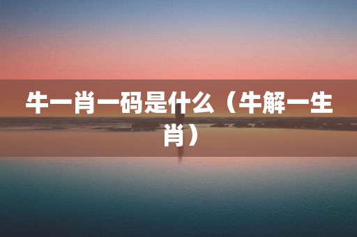 牛一肖一码是什么（牛解一生肖）