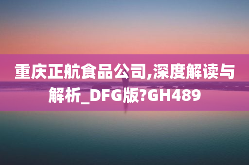 重庆正航食品公司,深度解读与解析_DFG版?GH489