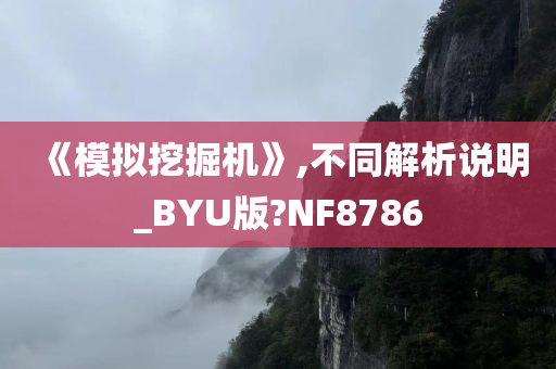 《模拟挖掘机》,不同解析说明_BYU版?NF8786