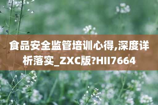 食品安全监管培训心得,深度详析落实_ZXC版?HII7664