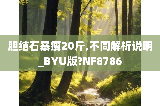 胆结石暴瘦20斤,不同解析说明_BYU版?NF8786