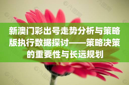 新澳门彩出号走势分析与策略版执行数据探讨——策略决策的重要性与长远规划