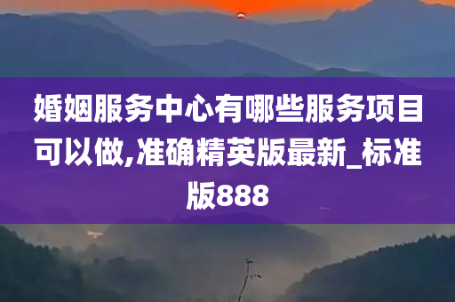 婚姻服务中心有哪些服务项目可以做,准确精英版最新_标准版888