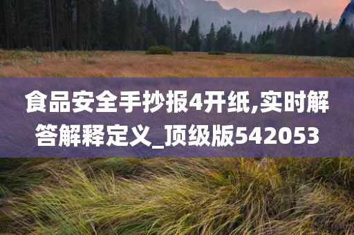 食品安全手抄报4开纸,实时解答解释定义_顶级版542053