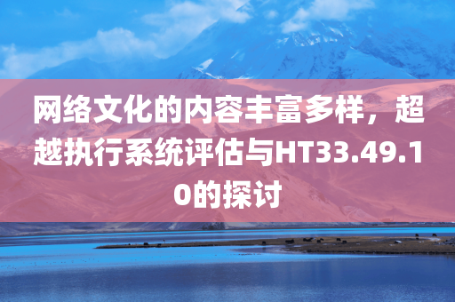 网络文化的内容丰富多样，超越执行系统评估与HT33.49.10的探讨