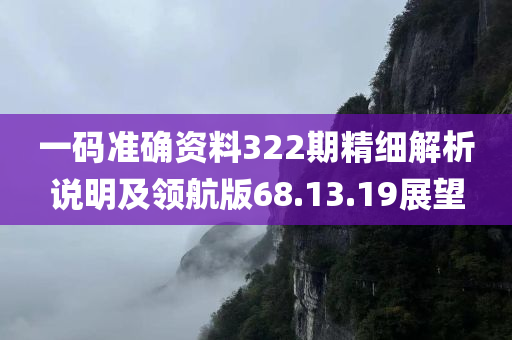 一码准确资料322期精细解析说明及领航版68.13.19展望