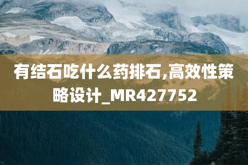 有结石吃什么药排石,高效性策略设计_MR427752