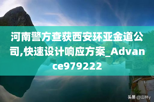 河南警方查获西安环亚金道公司,快速设计响应方案_Advance979222