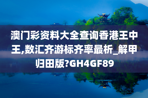 澳门彩资料大全查询香港王中王,数汇齐游标齐率最析_解甲归田版?GH4GF89