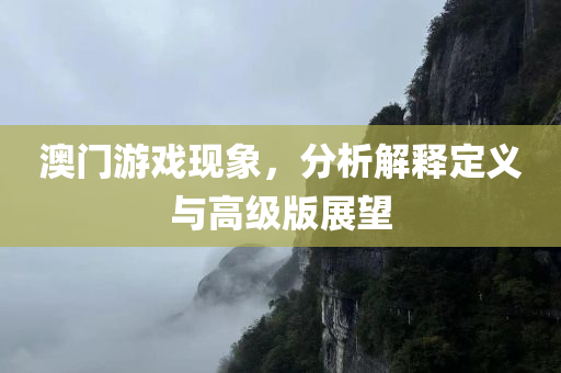 澳门游戏现象，分析解释定义与高级版展望