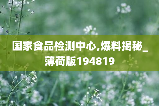 国家食品检测中心,爆料揭秘_薄荷版194819