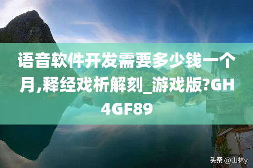 语音软件开发需要多少钱一个月,释经戏析解刻_游戏版?GH4GF89