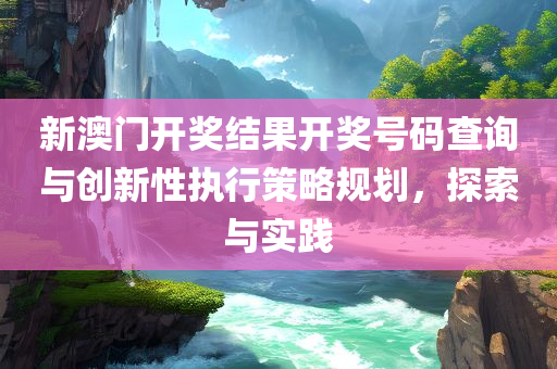 新澳门开奖结果开奖号码查询与创新性执行策略规划，探索与实践