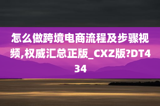 怎么做跨境电商流程及步骤视频,权威汇总正版_CXZ版?DT434