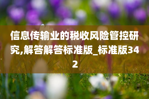 信息传输业的税收风险管控研究,解答解答标准版_标准版342