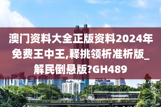 澳门资料大全正版资料2024年免费王中王,释挑领析准析版_解民倒悬版?GH489