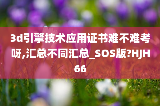 3d引擎技术应用证书难不难考呀,汇总不同汇总_SOS版?HJH66