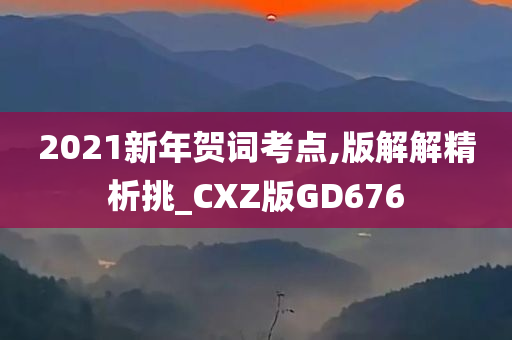 2021新年贺词考点,版解解精析挑_CXZ版GD676