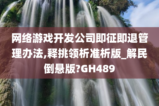 网络游戏开发公司即征即退管理办法,释挑领析准析版_解民倒悬版?GH489