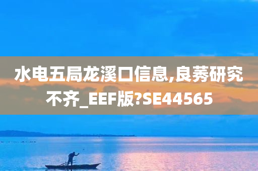 水电五局龙溪口信息,良莠研究不齐_EEF版?SE44565