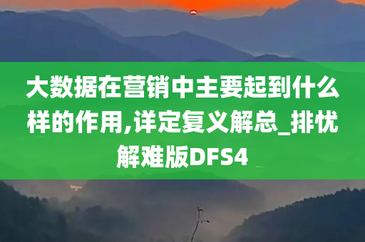 大数据在营销中主要起到什么样的作用,详定复义解总_排忧解难版DFS4