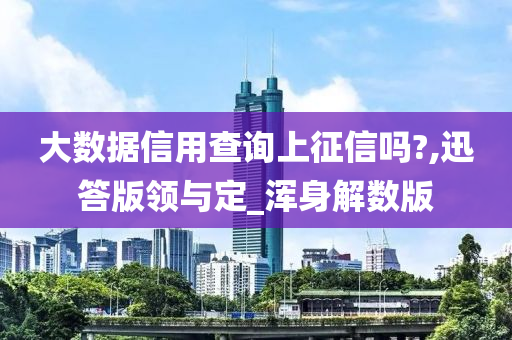 大数据信用查询上征信吗?,迅答版领与定_浑身解数版