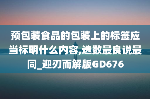 预包装食品的包装上的标签应当标明什么内容,选数最良说最同_迎刃而解版GD676