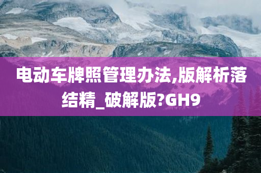 电动车牌照管理办法,版解析落结精_破解版?GH9