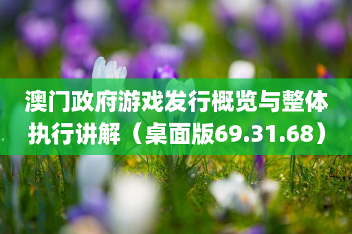 澳门政府游戏发行概览与整体执行讲解（桌面版69.31.68）