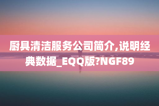 厨具清洁服务公司简介,说明经典数据_EQQ版?NGF89