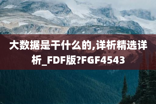 大数据是干什么的,详析精选详析_FDF版?FGF4543