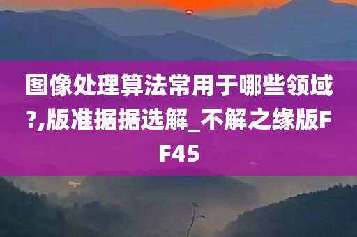 图像处理算法常用于哪些领域?,版准据据选解_不解之缘版FF45