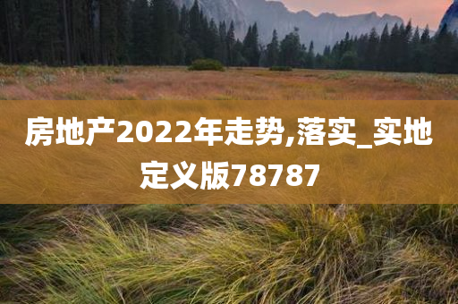 房地产2022年走势,落实_实地定义版78787