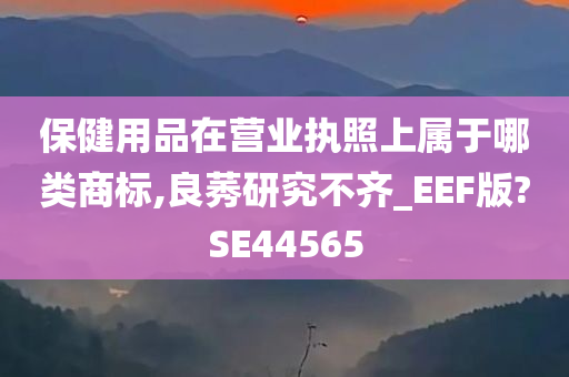 保健用品在营业执照上属于哪类商标,良莠研究不齐_EEF版?SE44565