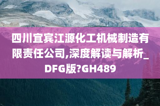 四川宜宾江源化工机械制造有限责任公司,深度解读与解析_DFG版?GH489