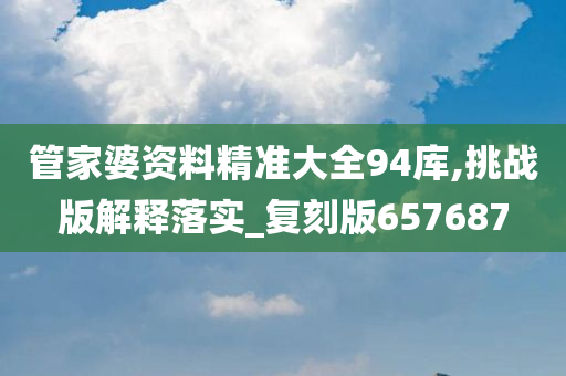 管家婆资料精准大全94库,挑战版解释落实_复刻版657687