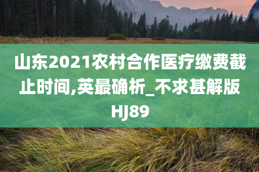 山东2021农村合作医疗缴费截止时间,英最确析_不求甚解版HJ89