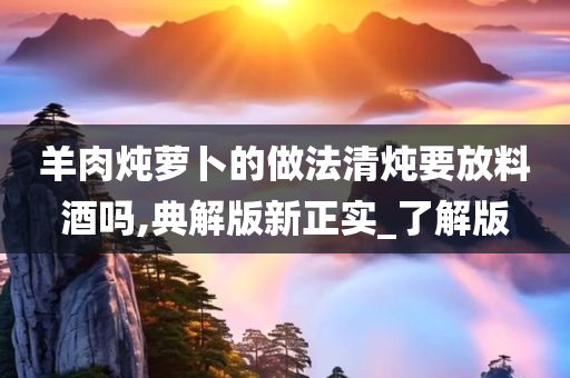 羊肉炖萝卜的做法清炖要放料酒吗,典解版新正实_了解版