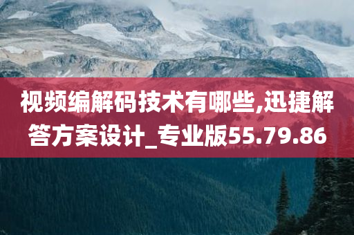 视频编解码技术有哪些,迅捷解答方案设计_专业版55.79.86