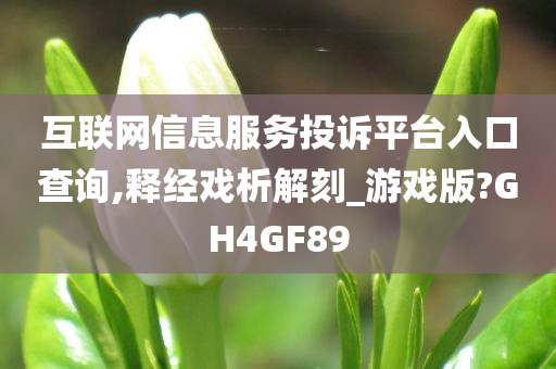 互联网信息服务投诉平台入口查询,释经戏析解刻_游戏版?GH4GF89