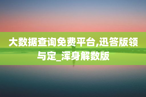 大数据查询免费平台,迅答版领与定_浑身解数版