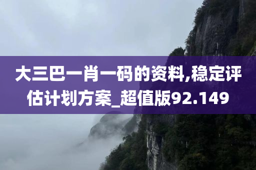 大三巴一肖一码的资料,稳定评估计划方案_超值版92.149