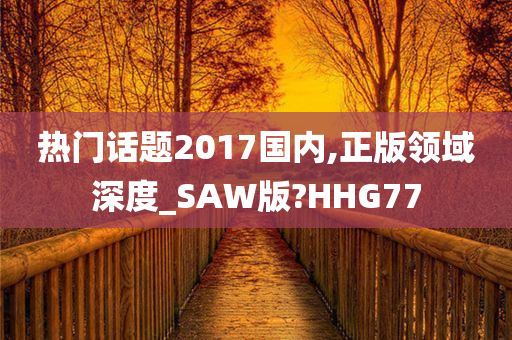 热门话题2017国内,正版领域深度_SAW版?HHG77